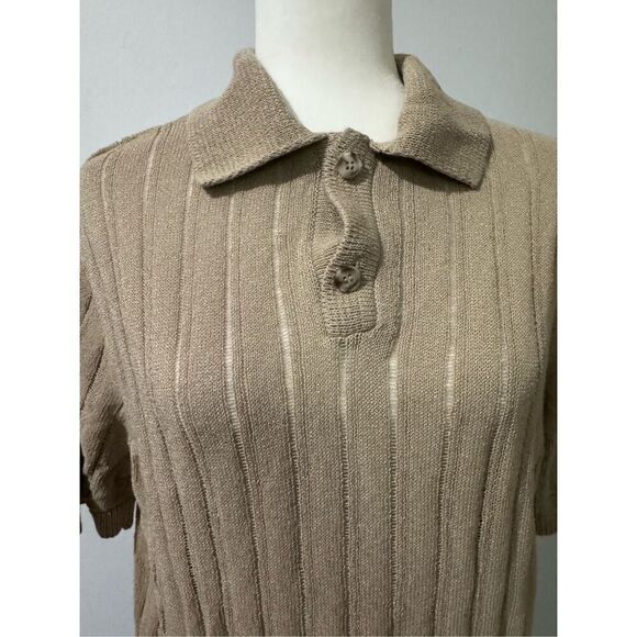 Zara cable knit ribbed polo shirt L - Picture 5 of 5